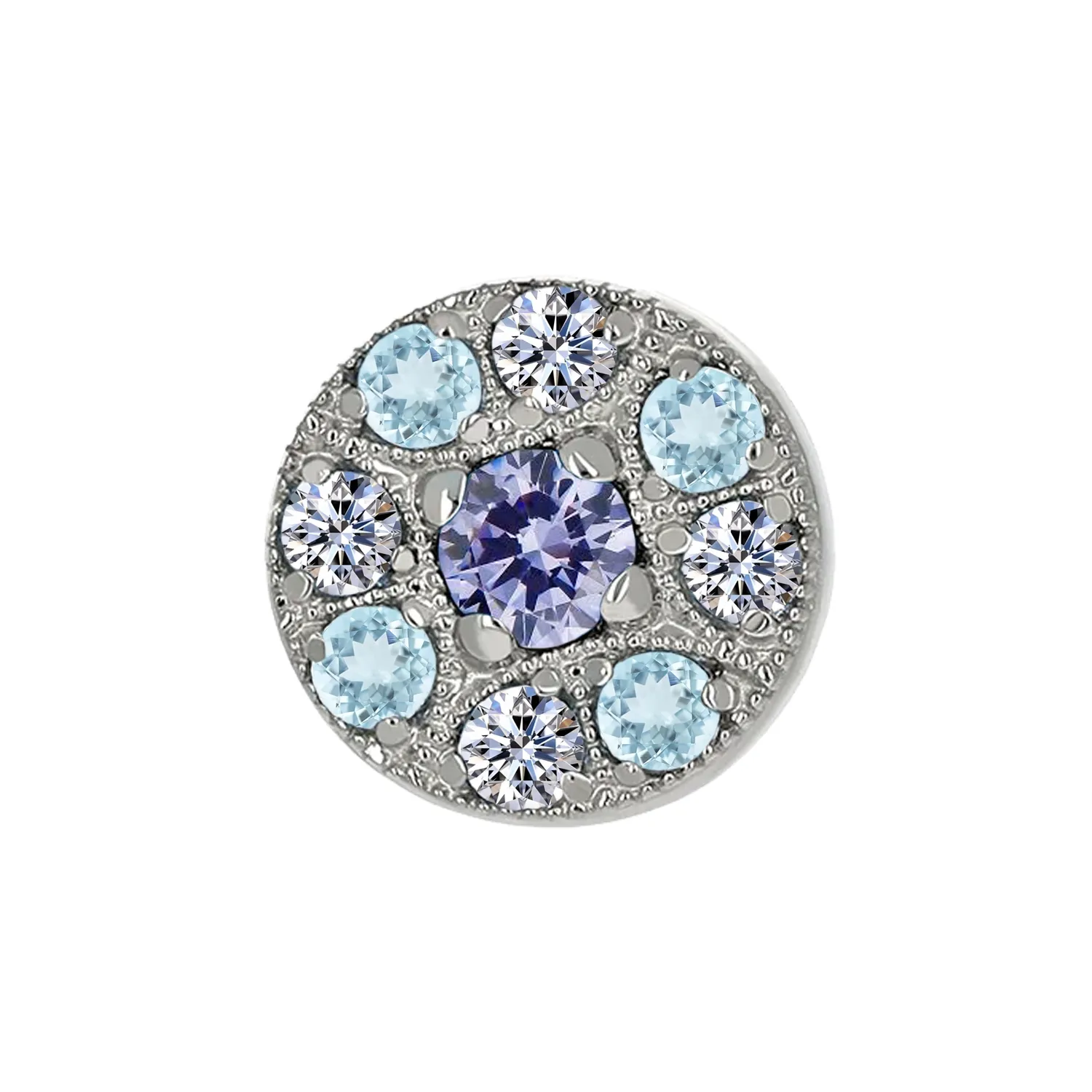 Anatometal 18K Solid White Gold Diane End - Lavender, Periwinkle & White Cubic Zirconia
