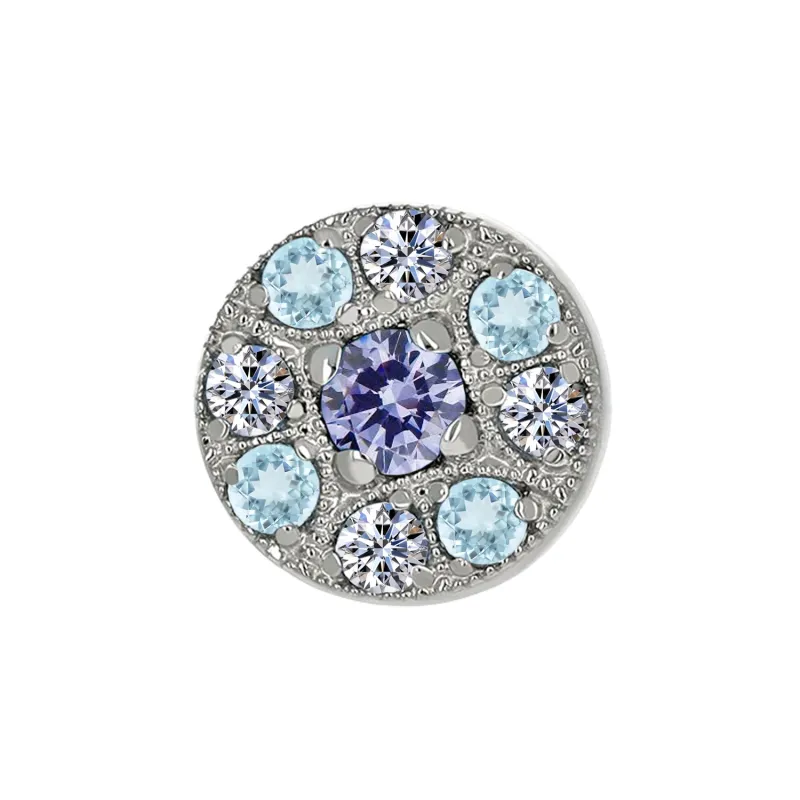 Anatometal 18K Solid White Gold Diane End - Lavender, Periwinkle & White Cubic Zirconia