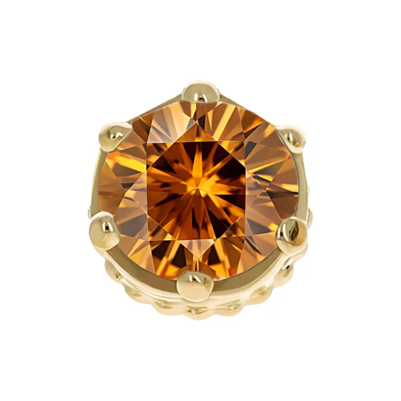 Anatometal 14K Solid Yellow Gold Queen End - 2,5 mm Tangerine Cubic Zirconia