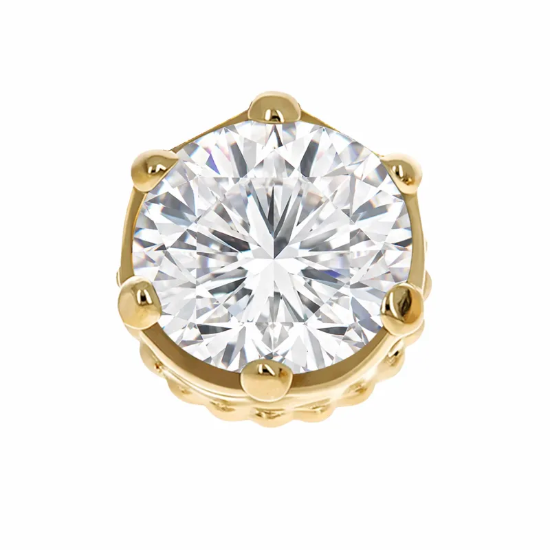 Anatometal 14K Solid Yellow Gold Queen End - 2,5 mm White Cubic Zirconia