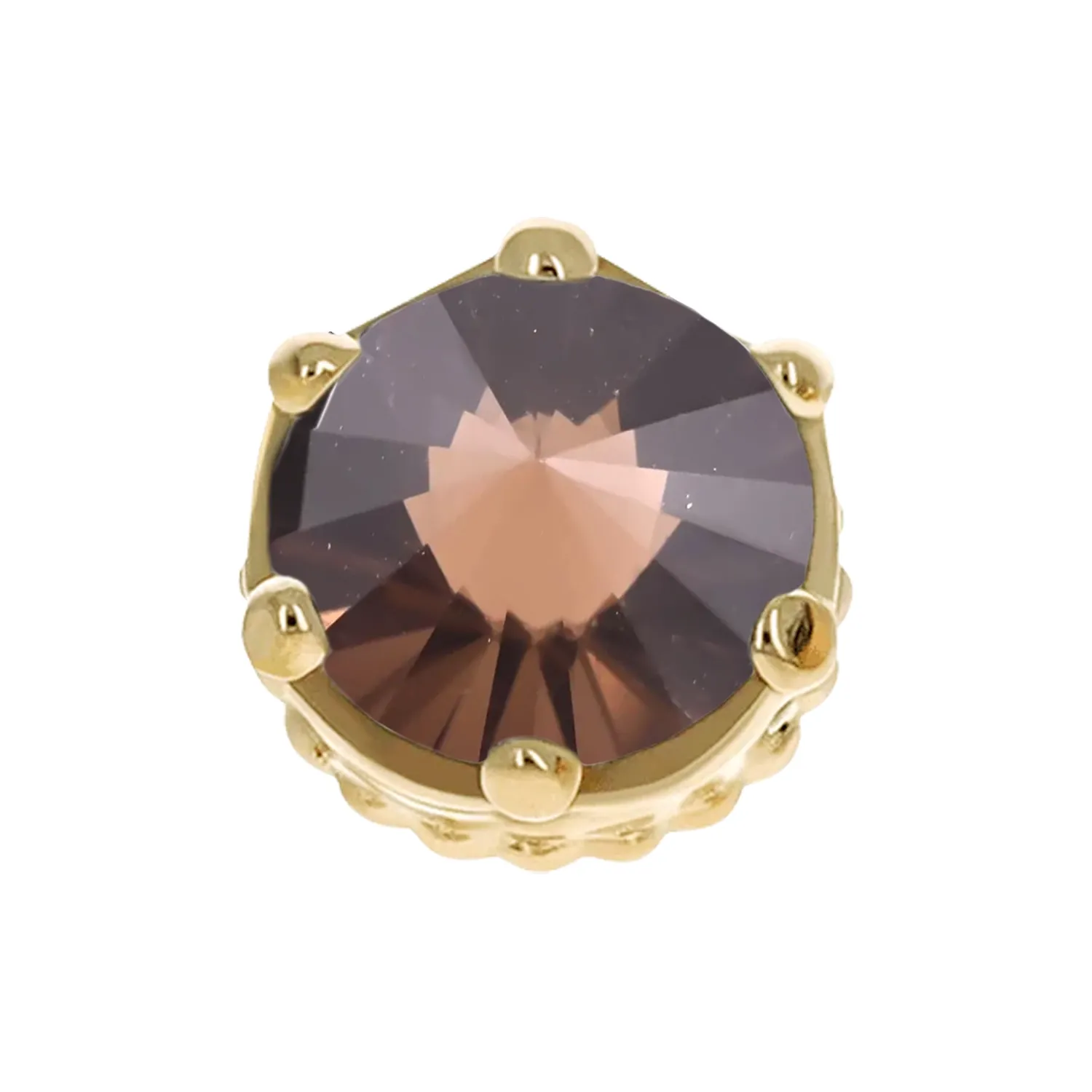 Anatometal 14K Solid Yellow Gold Queen End - 2,5 mm  Reverse Set Facetted Smokey Quartz