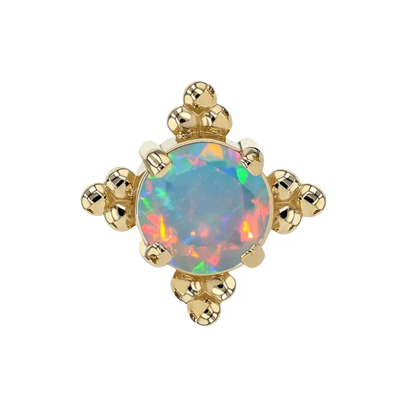 Anatometal 18K Solid Yellow Gold Zia End - 2 mm Facetted Synthetic Opal