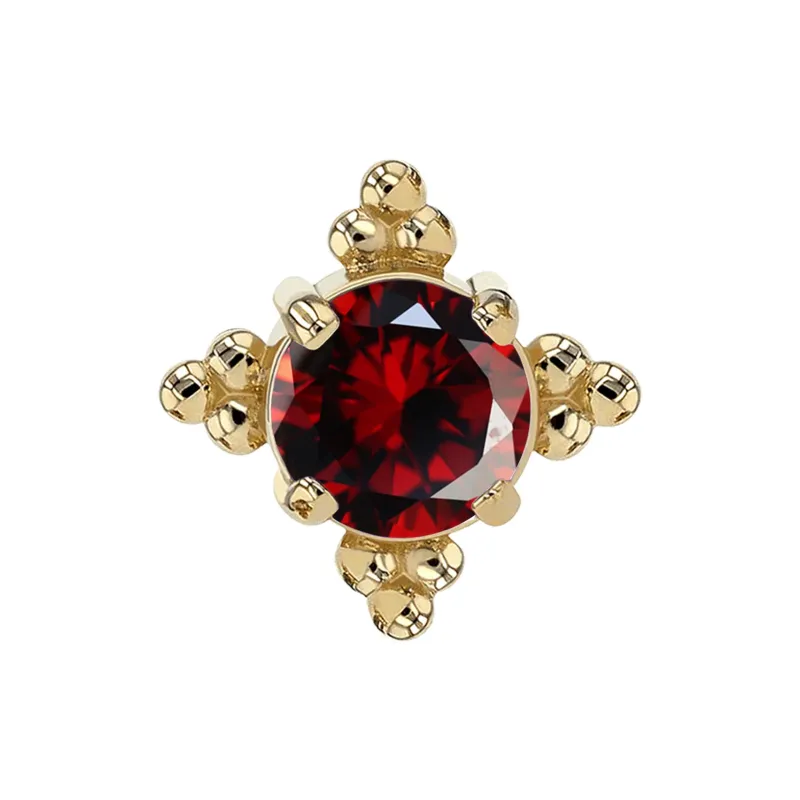Anatometal 18K Solid Yellow Gold Zia End - 2 mm Facetted Garnet