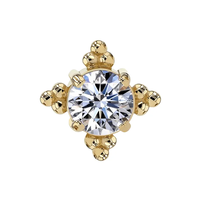 Anatometal 14K Solid Yellow Gold Zia End - 3 mm White Cubic Zirconia
