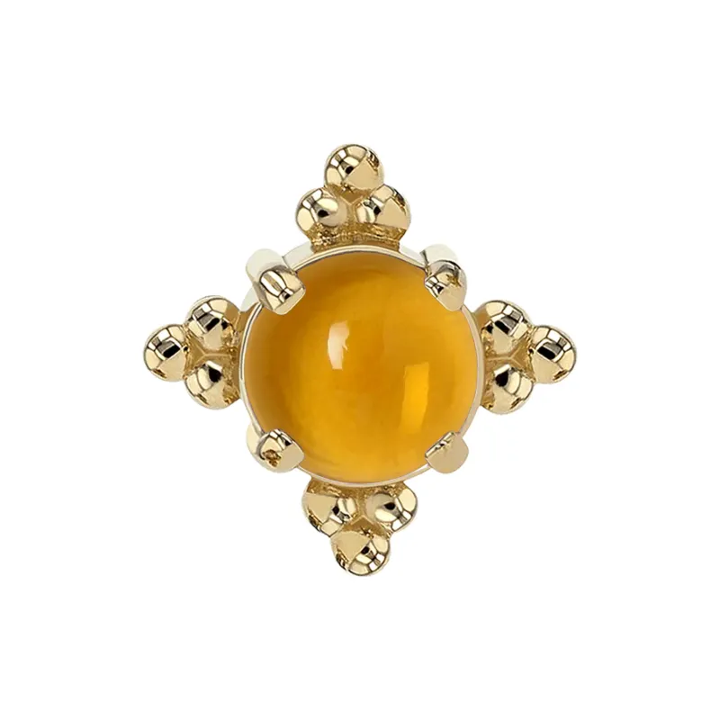 Anatometal 14K Solid Yellow Gold Zia End - 3 mm Citrine Cabochon