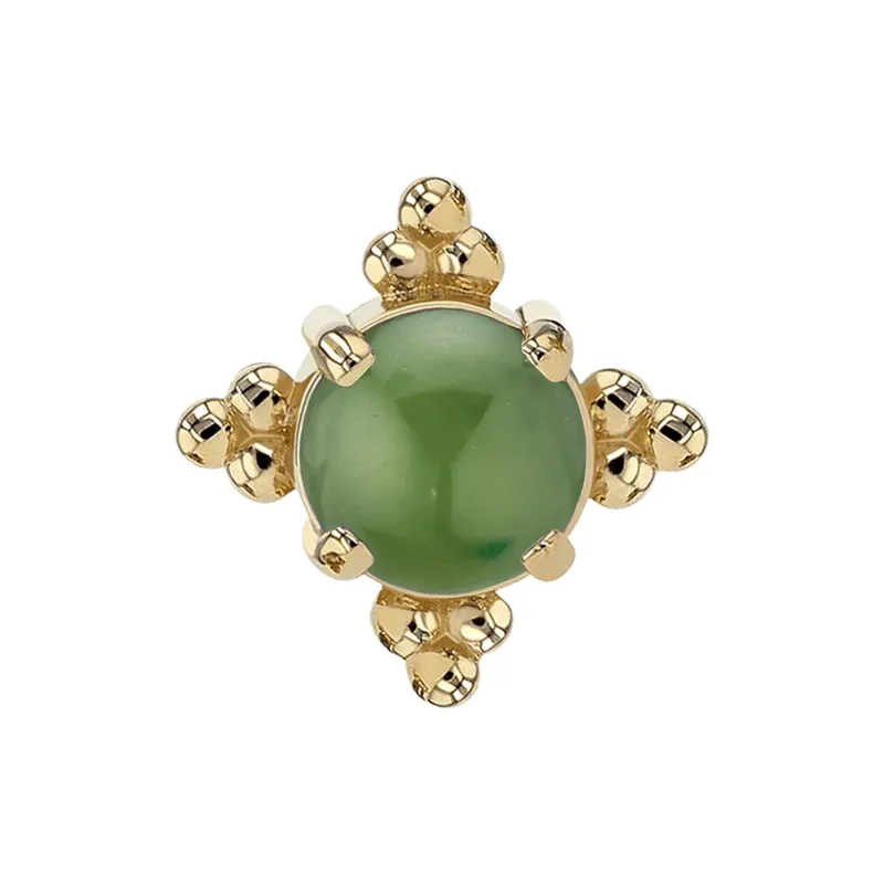 Anatometal 14K Solid Yellow Gold Zia End - 3 mm Jade Cabochon