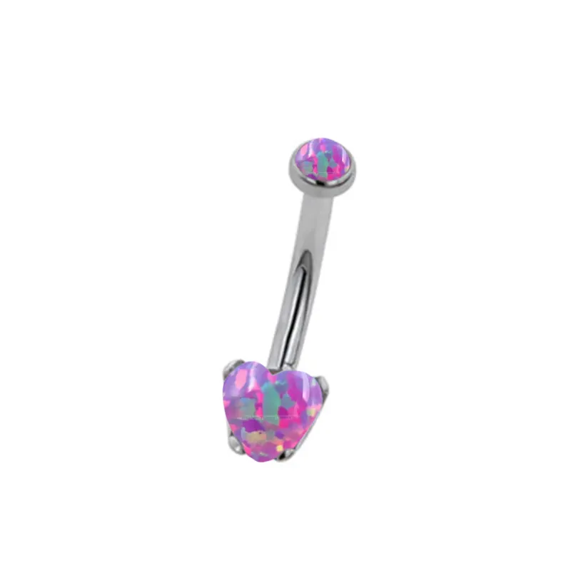 Anatometal Heart Navel Curve - Lavender Opal Anatometal Heart Navel Curve - Lavender Opal