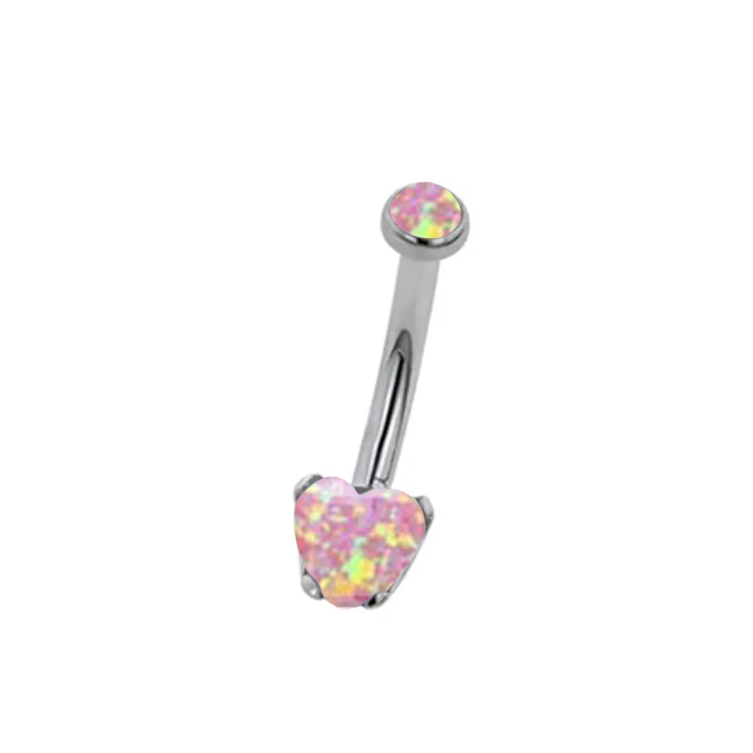 Anatometal Heart Navel Curve - Pink Opal