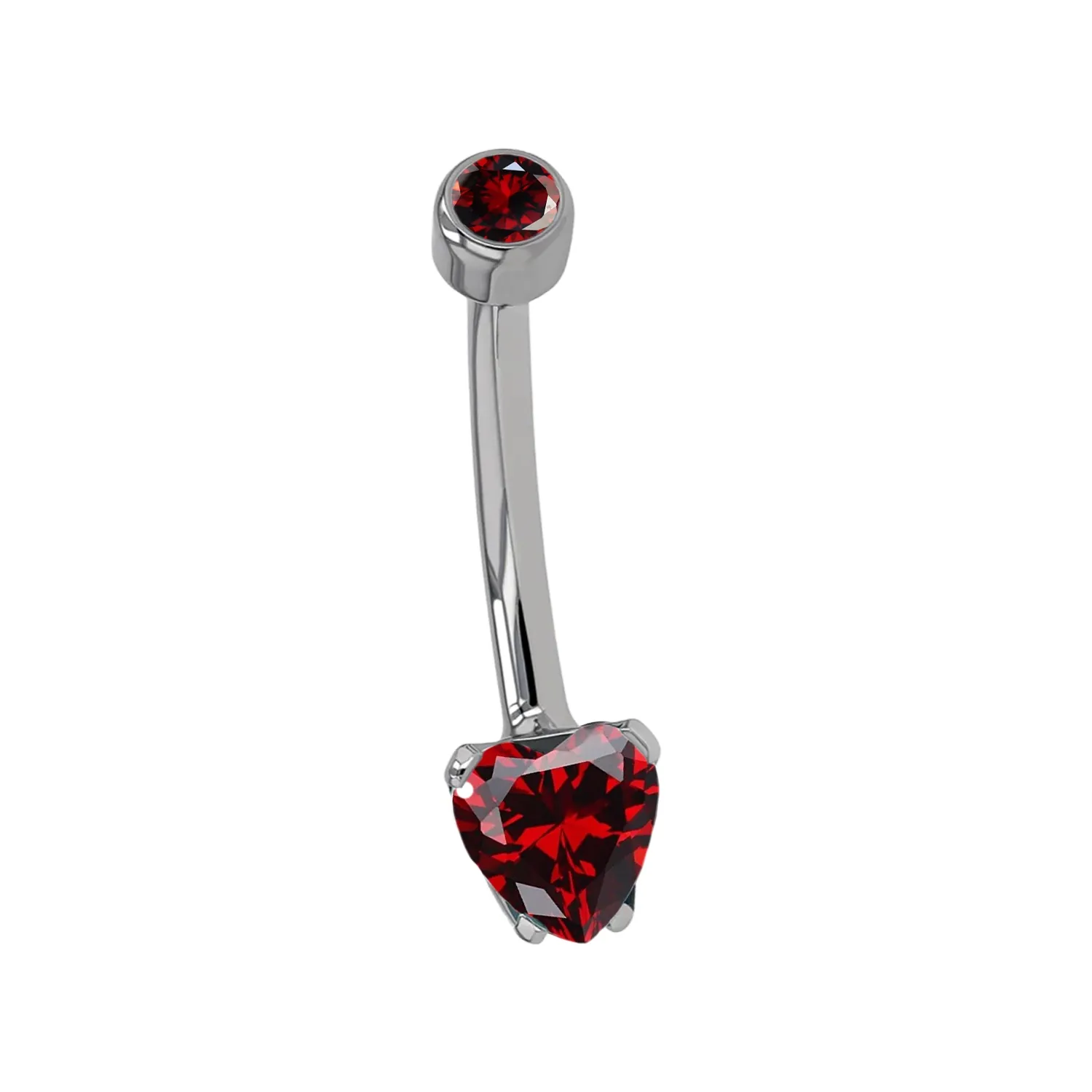 Anatometal Heart Navel Curve - Garnet