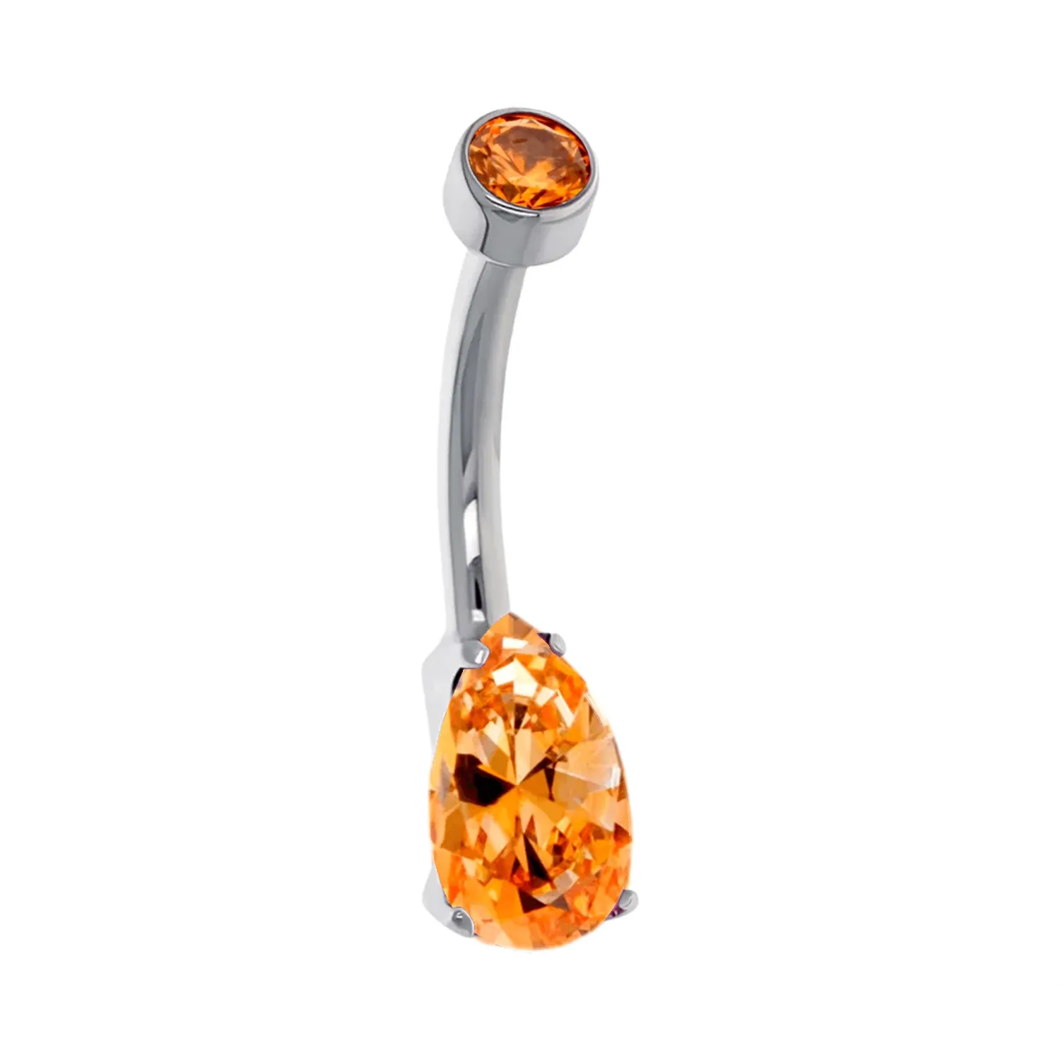 Anatometal Pear Cut Navel Curve - Amber Yellow