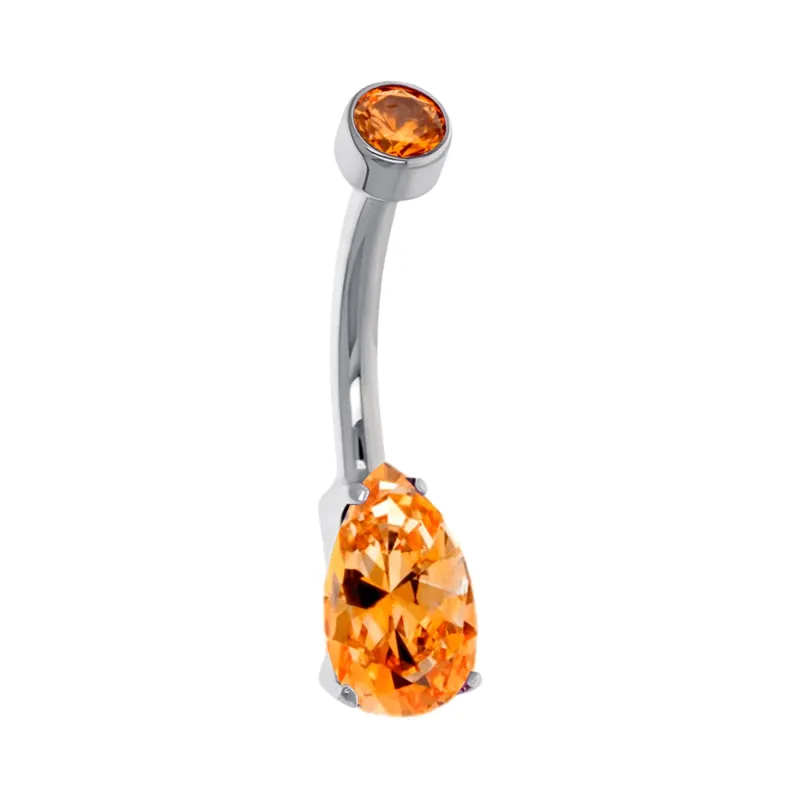 Anatometal Pear Cut Navel Curve - Amber Yellow Anatometal Pear Cut Navel Curve - Amber Yellow