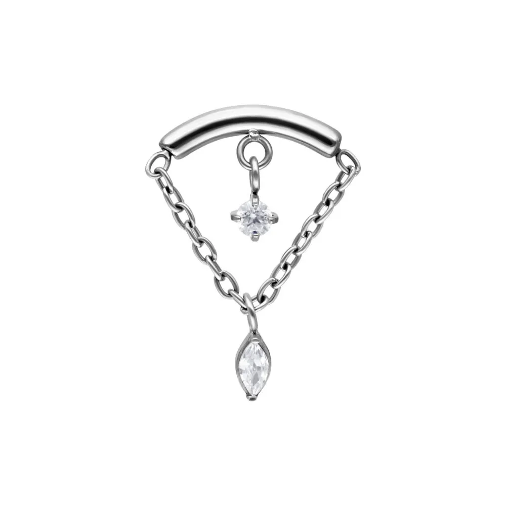 Titanium Threadless Double Dangle Hidden Helix Titanium Threadless Double Dangle Hidden Helix