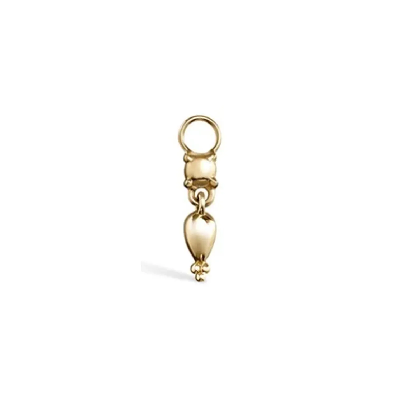 Maria Tash Solid 14K Solid Yellow Gold Charm - Single Tassel Charm w/ Tri Bead Accent