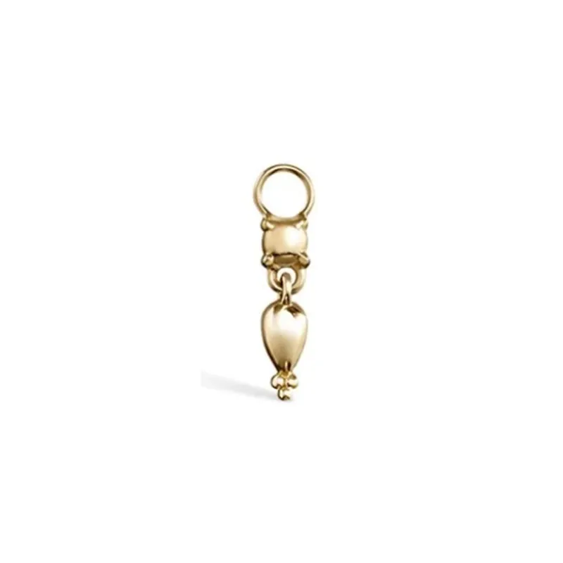 Maria Tash Solid 14K Solid Yellow Gold Charm - Single Tassel Charm w/ Tri Bead Accent