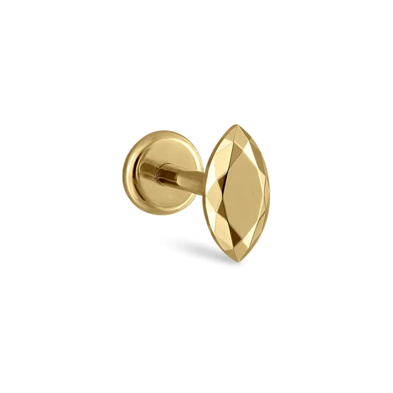 Maria Tash Solid 14K Solid Yellow Gold - Faceted Gold Marquise & Labret 1x5 mm
