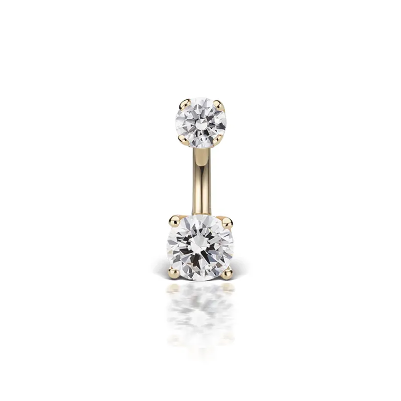 Maria Tash Solid 14K Solid Yellow Gold - Prong Set Cubic Zirconia Rook Barbell 1,2x6,5 mm