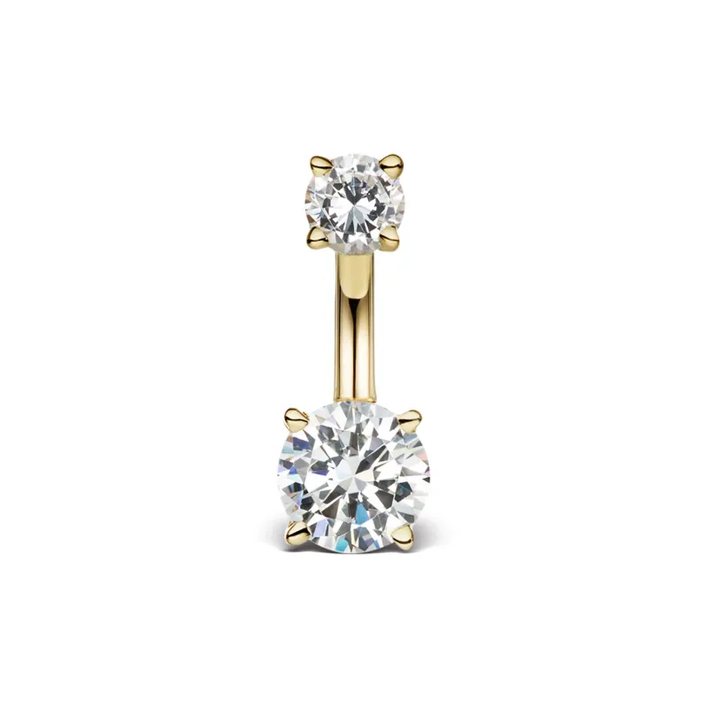 Maria Tash Solid 14K Solid Yellow Gold - Cubic Zirconia Prong Solitaire Barbell 1,6x9,5 mm