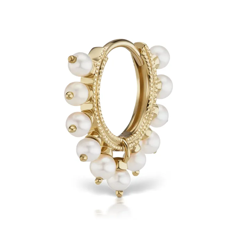 Maria Tash Solid 14K Solid Yellow Gold - Pearl Coronet Hoop Earring 1x8 mm