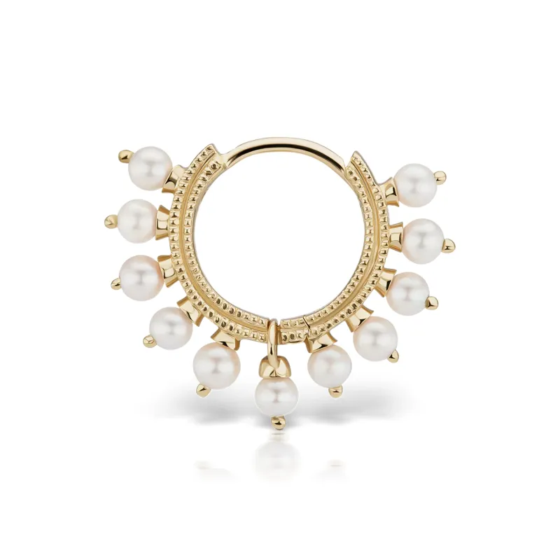 Maria Tash Solid 14K Solid Yellow Gold - Pearl Coronet Hoop Earring 1x8 mm