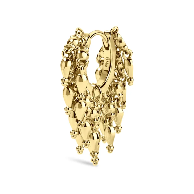 Maria Tash Solid 14K Solid Yellow Gold - Gold Tassel Eternity Hoop Earrings 1x8mm