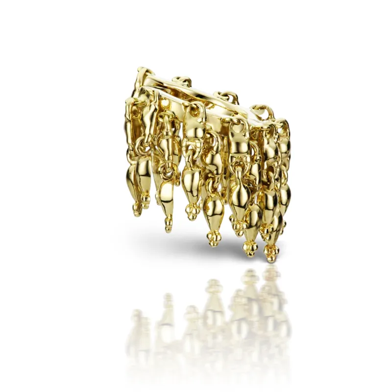 Maria Tash Solid 14K Solid Yellow Gold - Gold Tassel Eternity Hoop Earrings 1x8mm