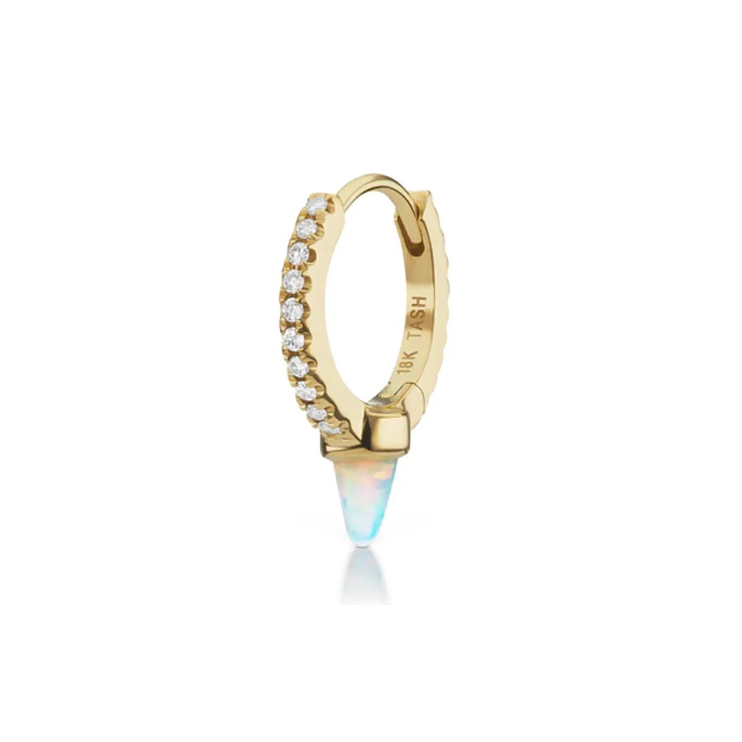 Maria Tash Solid 18K Solid Yellow Gold - Single Short Opal Spike Diamond Eternity Hoop Earring 1x6,5mm Maria Tash Solid 18K Solid Yellow Gold - Single Short Opal Spike Diamond Eternity Hoop Earring 1x6,5mm