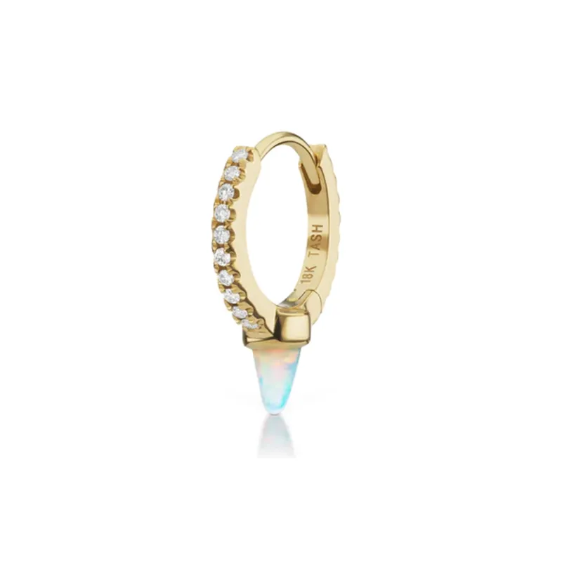 Maria Tash Solid 18K Solid Yellow Gold - Single Short Opal Spike Diamond Eternity Hoop Earring 1x6,5mm
