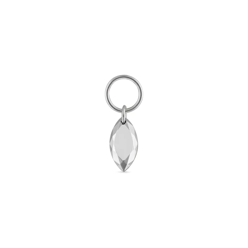 Maria Tash Solid 14K Solid White Gold Charm - Faceted Gold Marquise Charm 5,5 mm