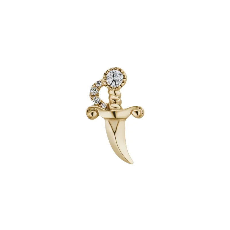 Maria Tash Solid 18K Solid Yellow Gold Threadless End - Small Diamond Sword