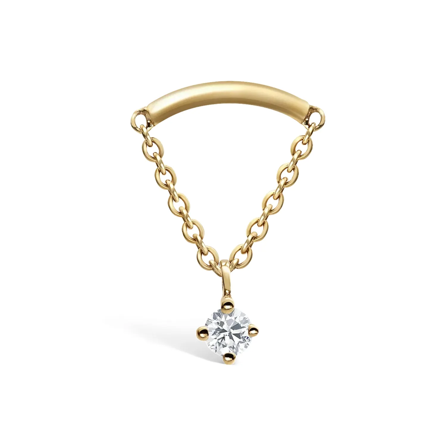 Maria Tash Solid 14K & 18K Solid Yellow Gold - Prong set diamond Drape threaded stud (hidden helix) 1x6,5 mm