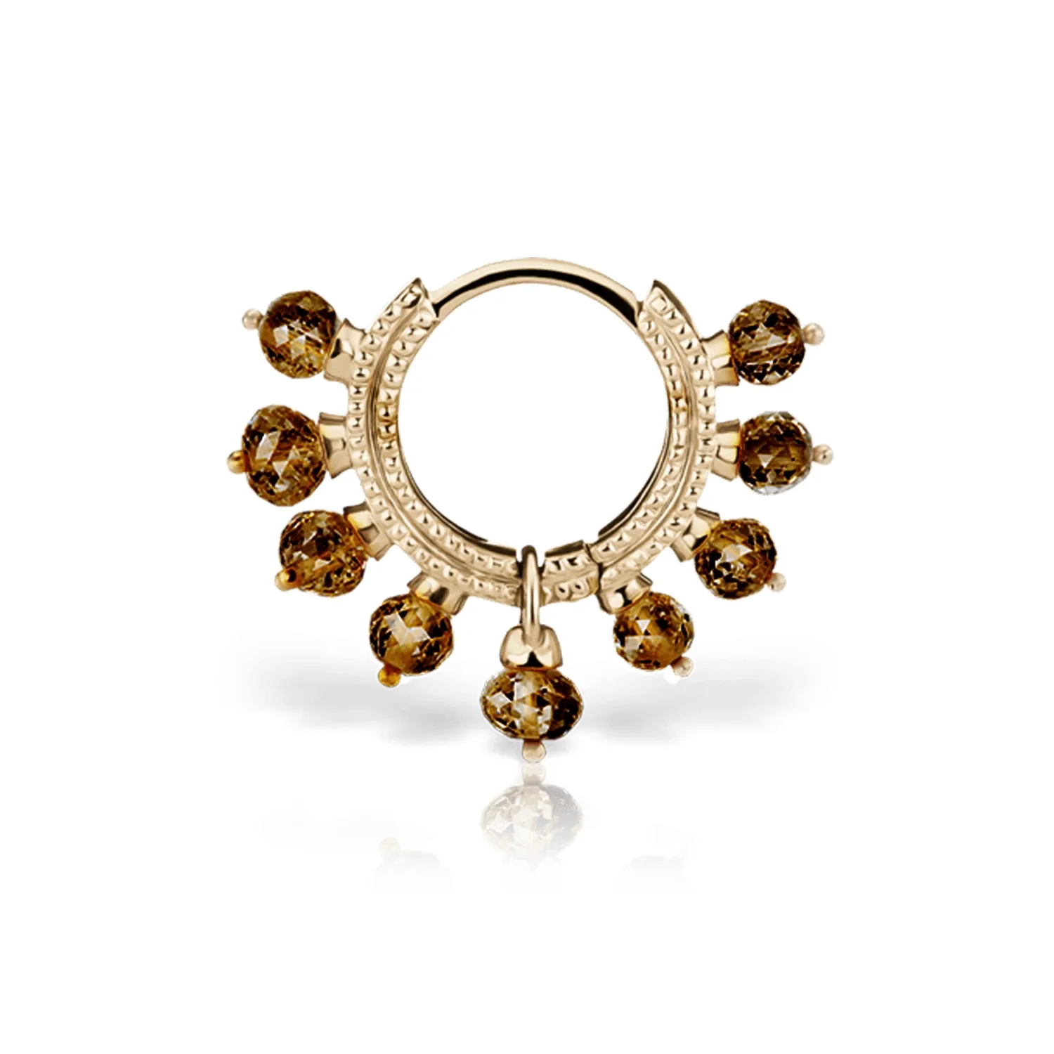 Maria Tash Solid 18K Solid Yellow Gold - Champagne Diamond Coronet Hoop 1x8mm Maria Tash Solid 18K Solid Yellow Gold - Champagne Diamond Coronet Hoop 1x8mm