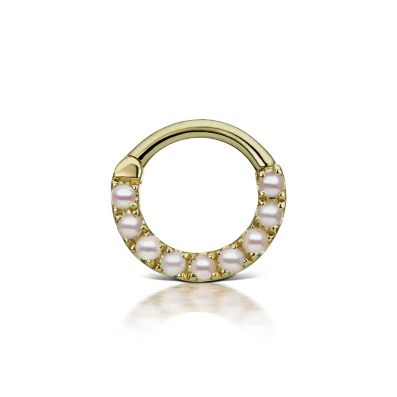 Maria Tash Solid 14K Solid Yellow Gold - Pearl Horizontal Eternity Hoop Earring 1,2x6,5mm