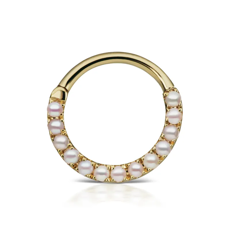 Maria Tash Solid 14K Solid Yellow Gold - Pearl Horizontal Eternity Hoop Earring 1,2x9,5mm