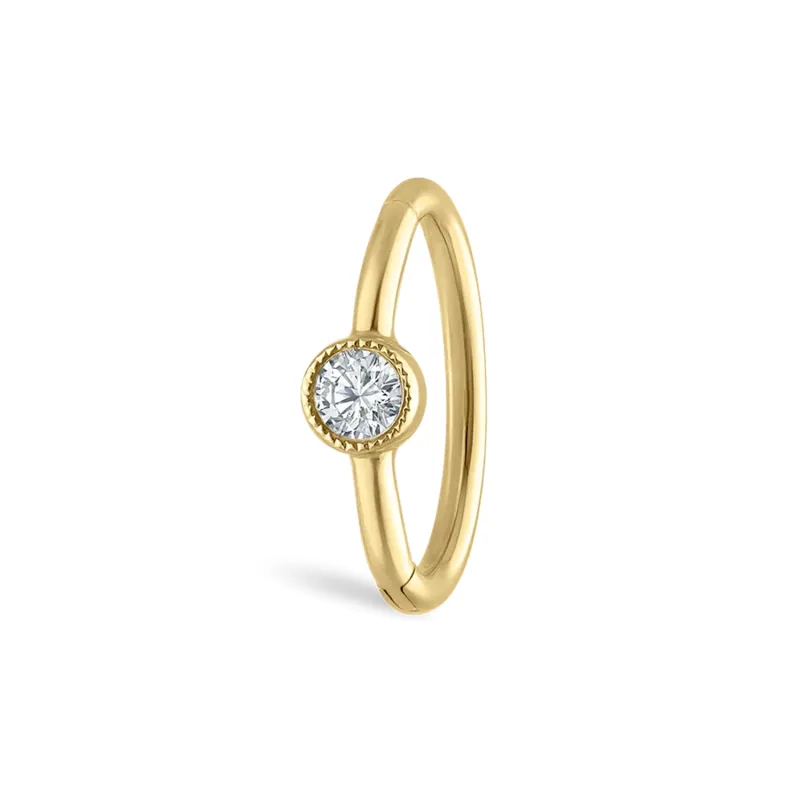 Maria Tash Solid 18K Solid Yellow Gold - Scalloped Diamond Hoop Earring 1,2x8mm