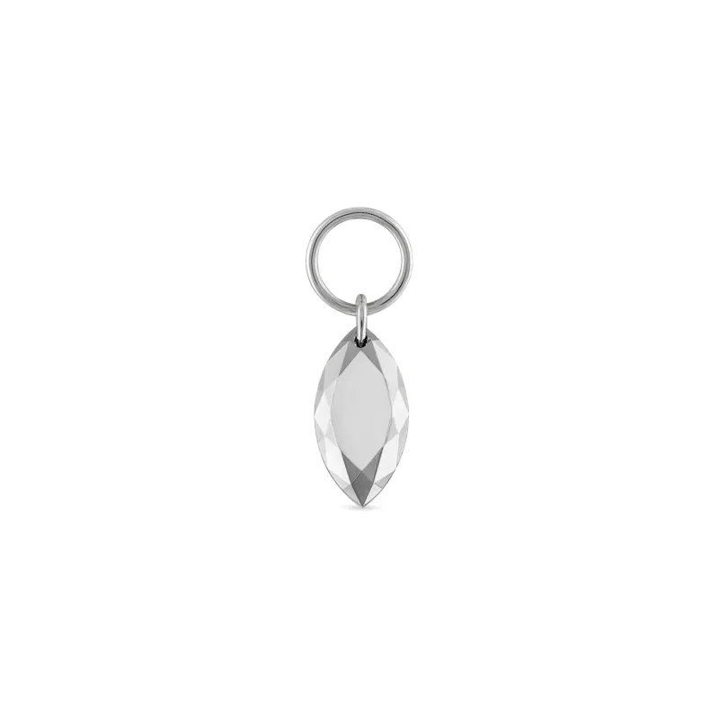 Maria Tash Solid 14K Solid White Gold Charm - Faceted Gold Marquise Charm 6,5 mm