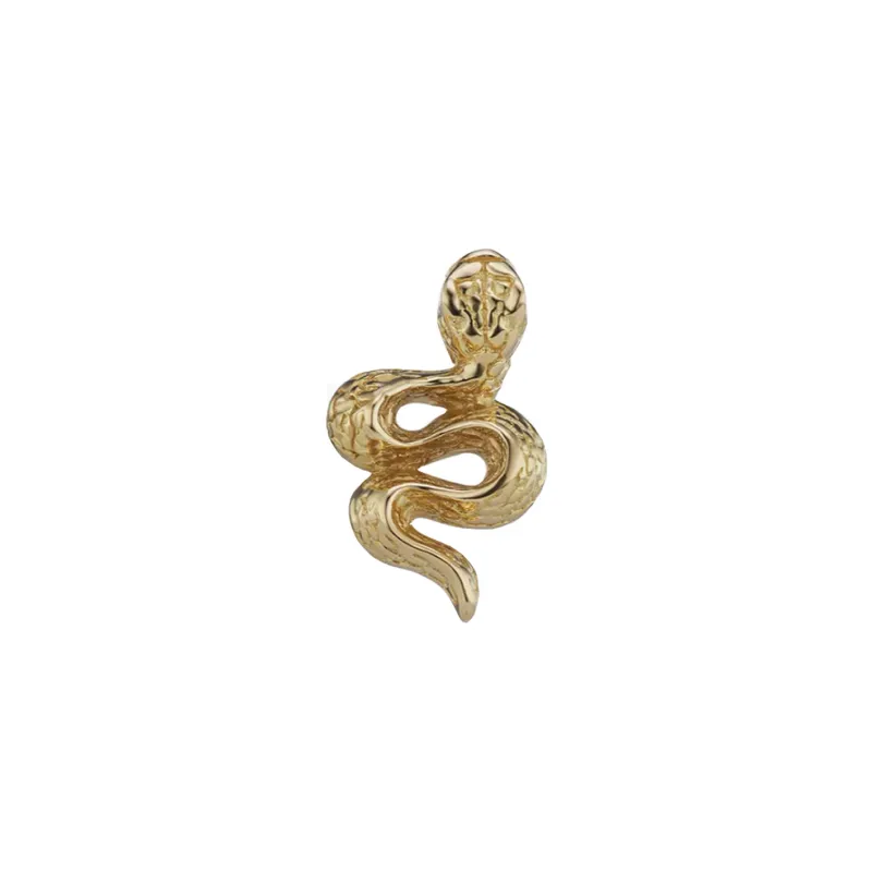 Maria Tash Solid 18K Solid Yellow Gold Threadless End - Large Engraved Snake w/ Black Diamond Eyes