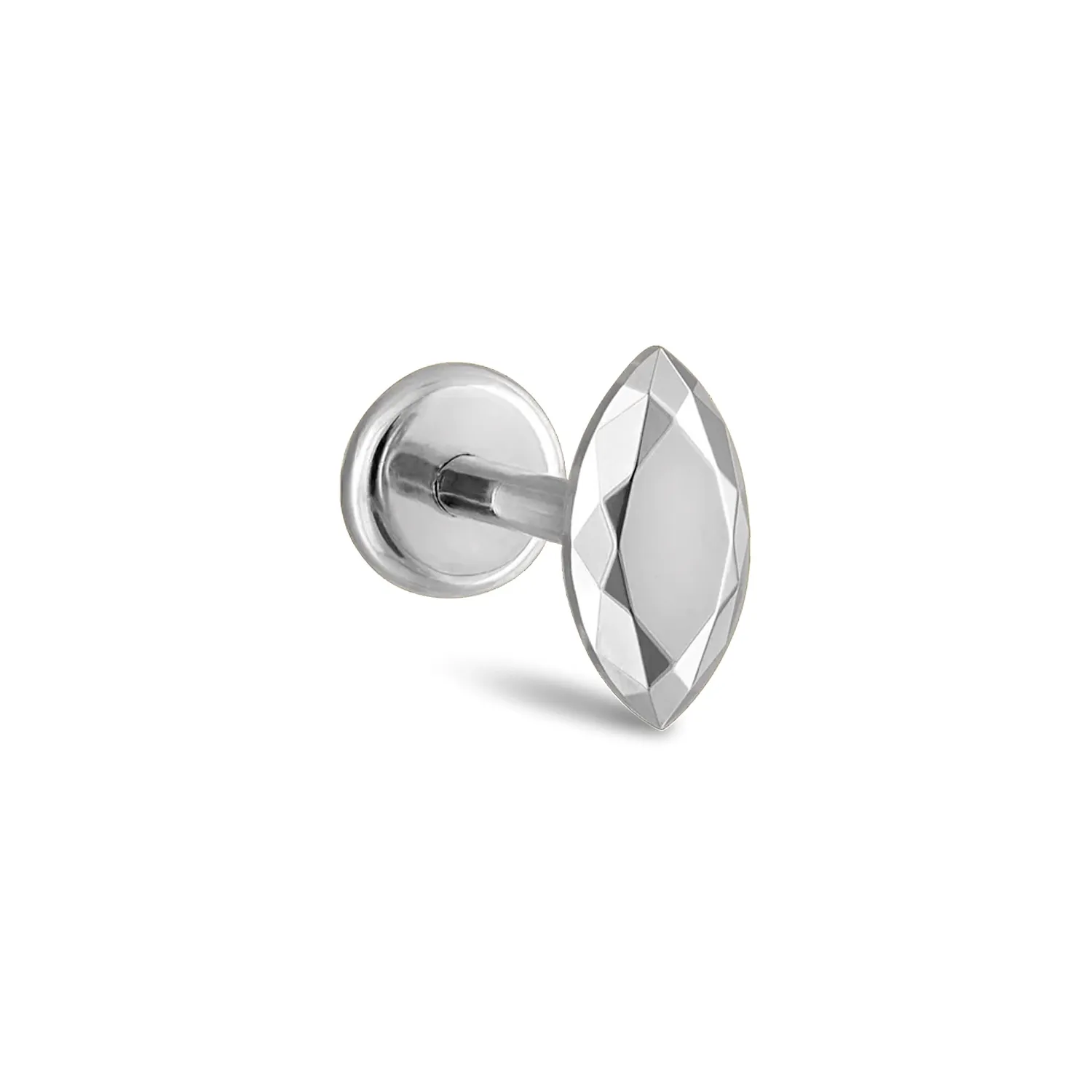 Maria Tash Solid 14K Solid White Gold - Faceted Gold Marquise & Labret 1x5 mm