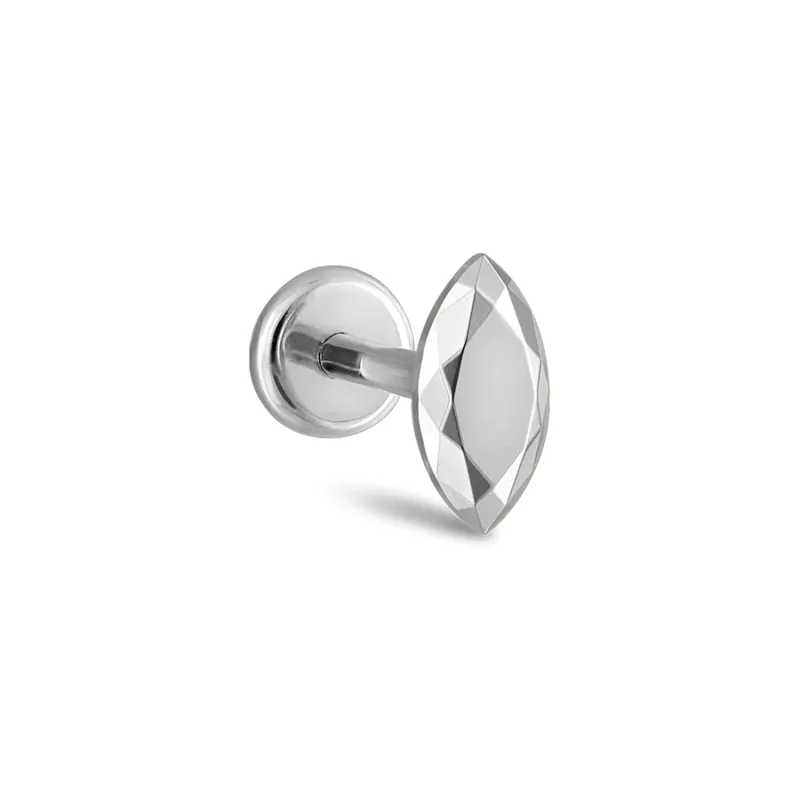 Maria Tash Solid 14K Solid White Gold - Faceted Gold Marquise & Labret 1x5 mm