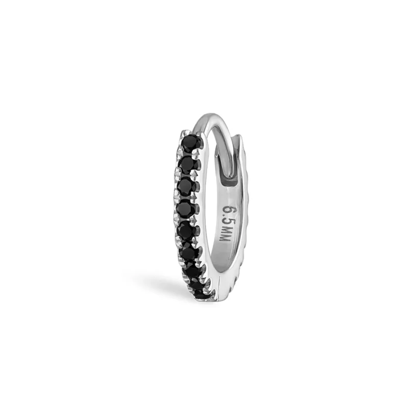 Maria Tash Solid 18K Solid White Gold - Black Diamond Eternity Hoop 1x6,5mm