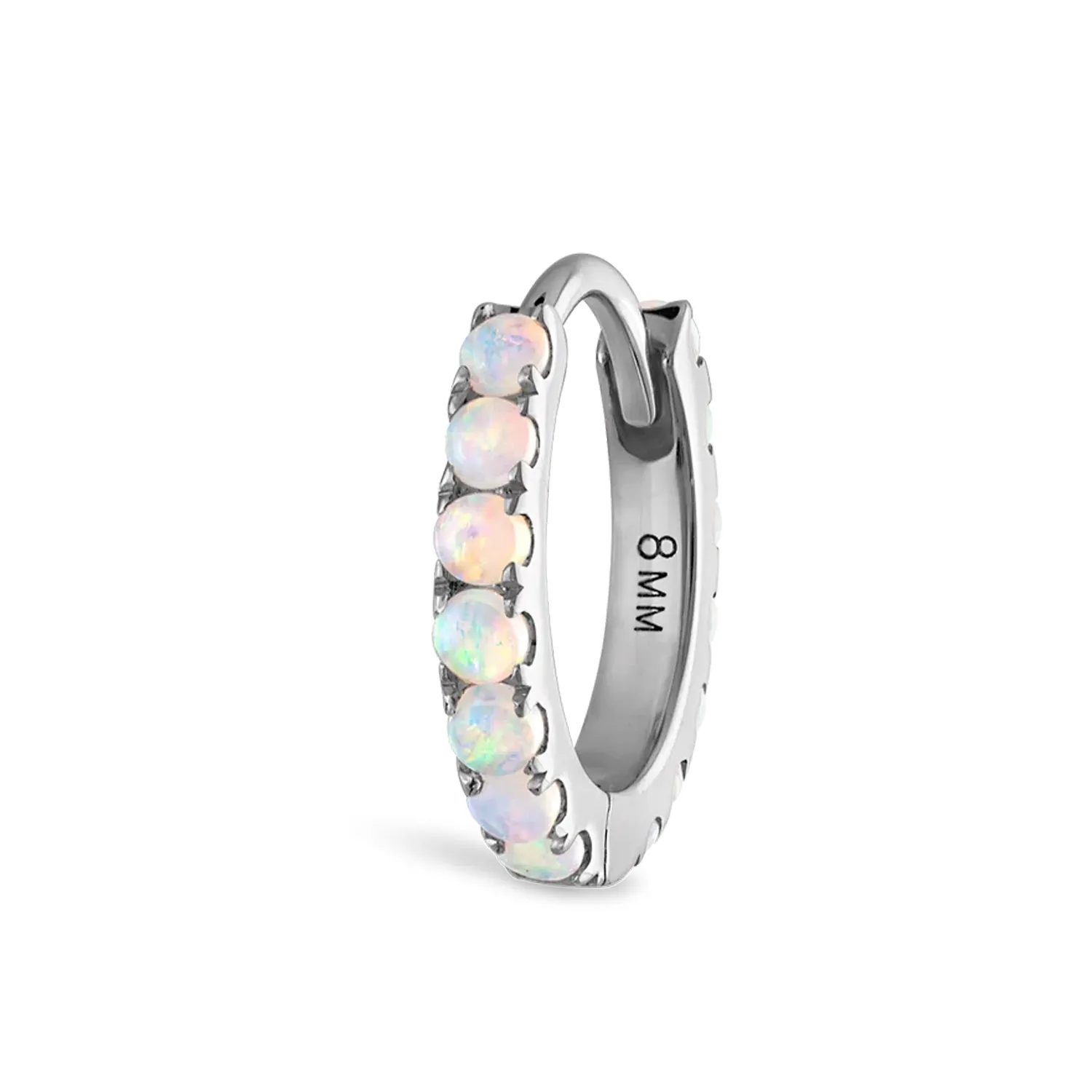 Maria Tash Solid 18K Solid White Gold - Opal Eternity Hoop Earring 1x8mm Maria Tash Solid 18K Solid White Gold - Opal Eternity Hoop Earring 1x8mm