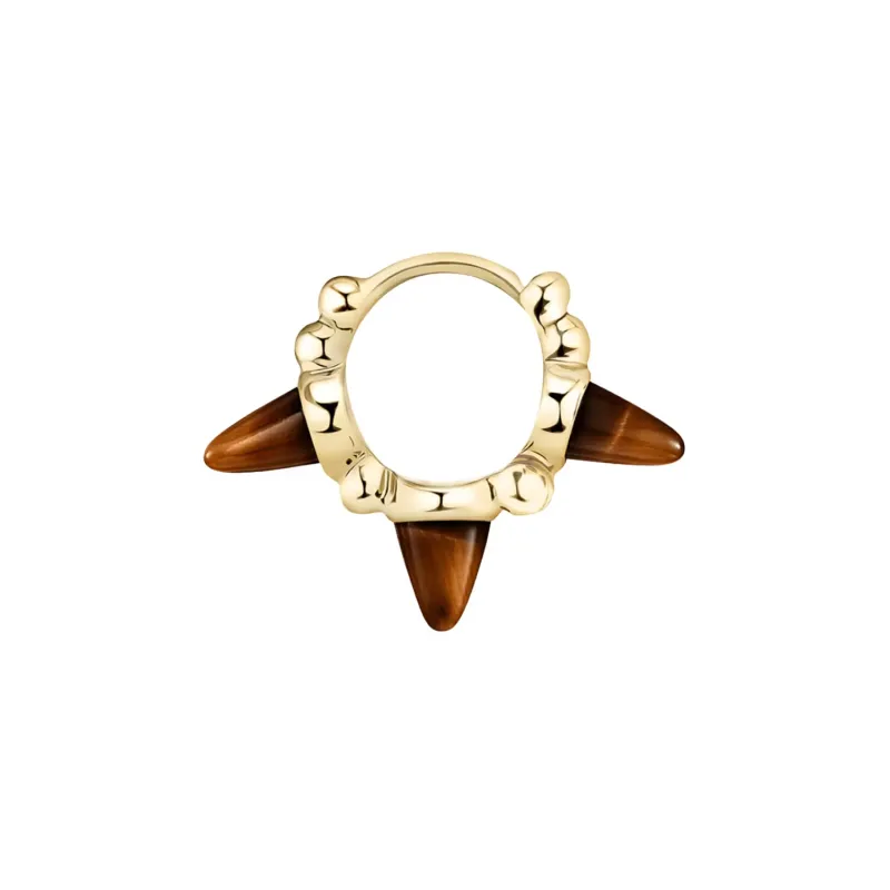 Maria Tash Solid 18K Solid Yellow Gold - Tiger's Eye Triple Granulated Spike Hoop Earring  1x6,5mm