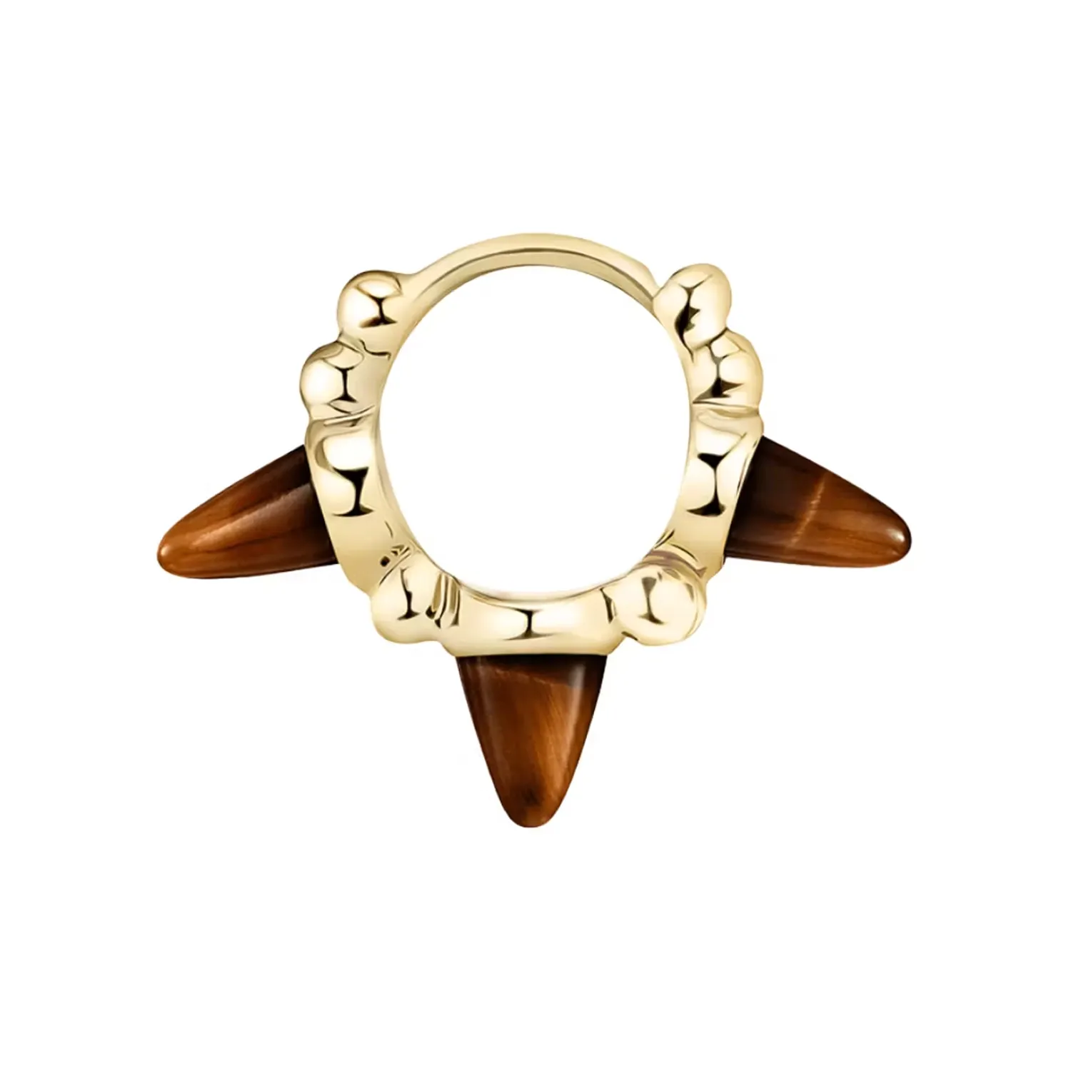 Maria Tash Solid 18K Solid Yellow Gold - Tiger's Eye Triple Granulated Spike Hoop Earring 1x8mm Maria Tash Solid 18K Solid Yellow Gold - Tiger's Eye Triple Granulated Spike Hoop Earring 1x8mm
