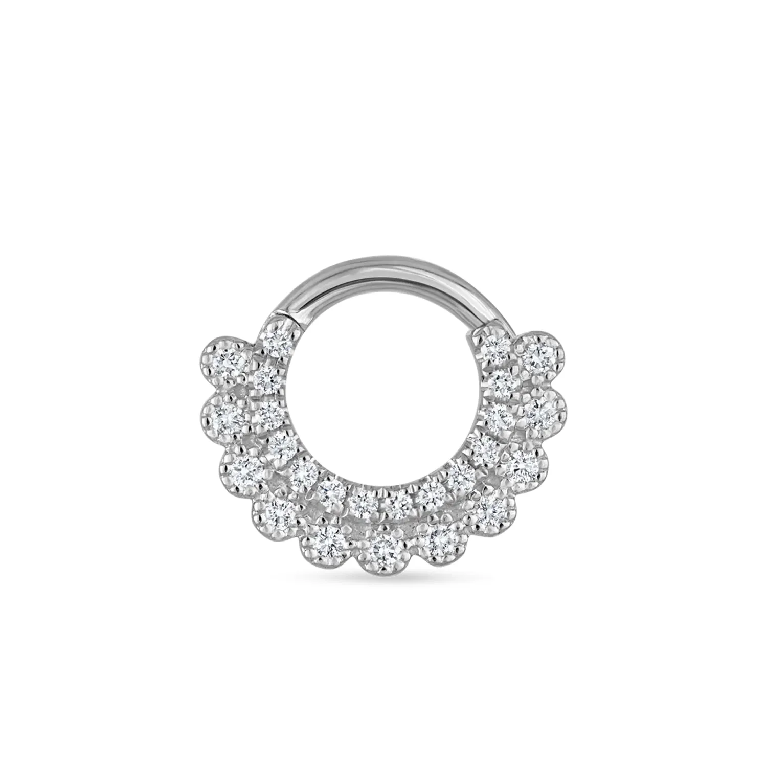 Maria Tash Solid 14K Solid White Gold - Cubic Zirconia Apsara Hoop Earring 1,2x6,5mm
