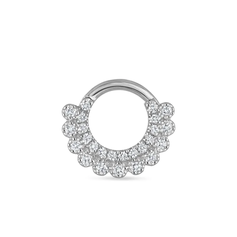Maria Tash Solid 14K Solid White Gold - Cubic Zirconia Apsara Hoop Earring 1,2x6,5mm