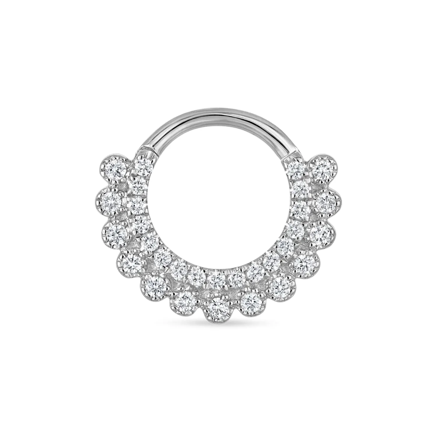 Maria Tash Solid 14K Solid White Gold - Cubic Zirconia Apsara Hoop Earring 1,2x8mm Maria Tash Solid 14K Solid White Gold - Cubic Zirconia Apsara Hoop Earring 1,2x8mm