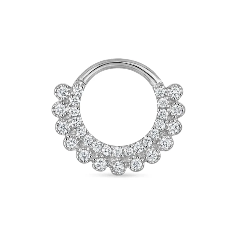 Maria Tash Solid 14K Solid White Gold - Cubic Zirconia Apsara Hoop Earring 1,2x8mm