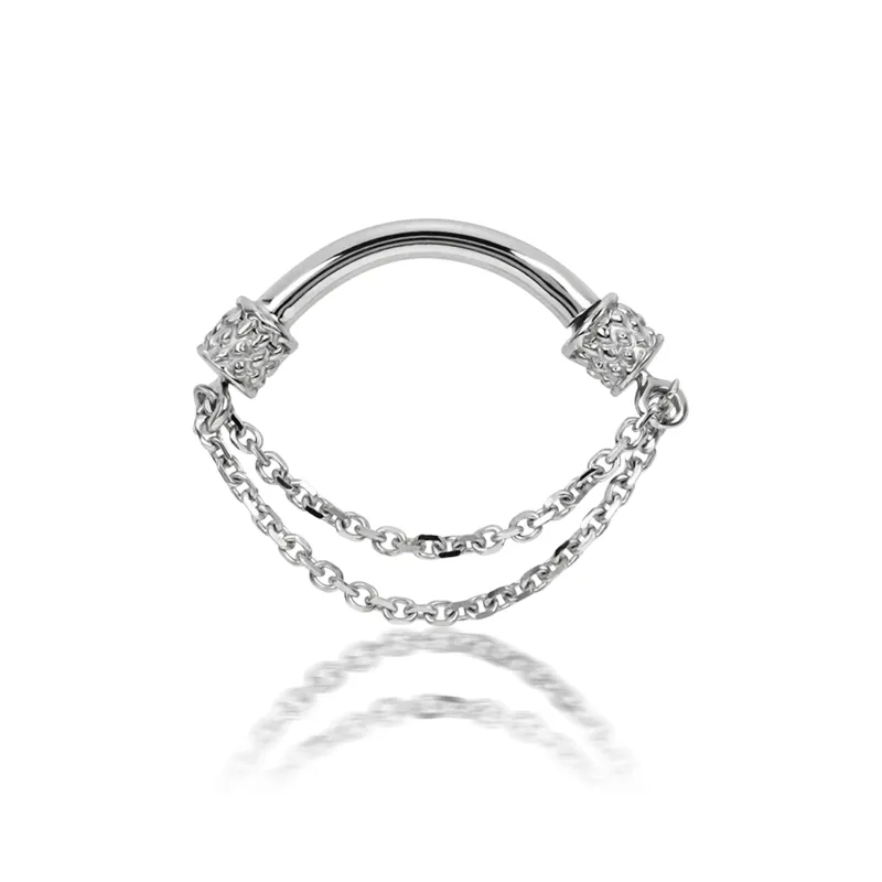 Maria Tash Solid 14K Solid White Gold - Double Chain Septum Spinner