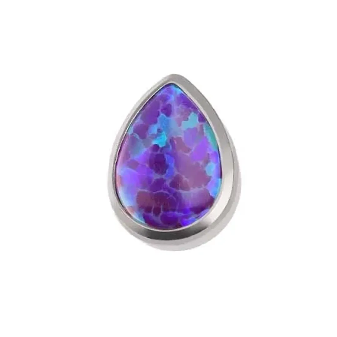 Tremun Titanium Threaded End Natural Stone Teardrop - Purple Synthetic Opal