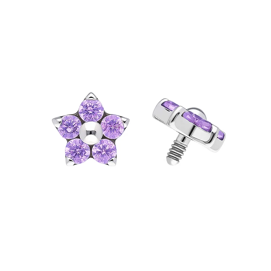 Tremun Titanium Threaded End Lori  - Amethyst CZ