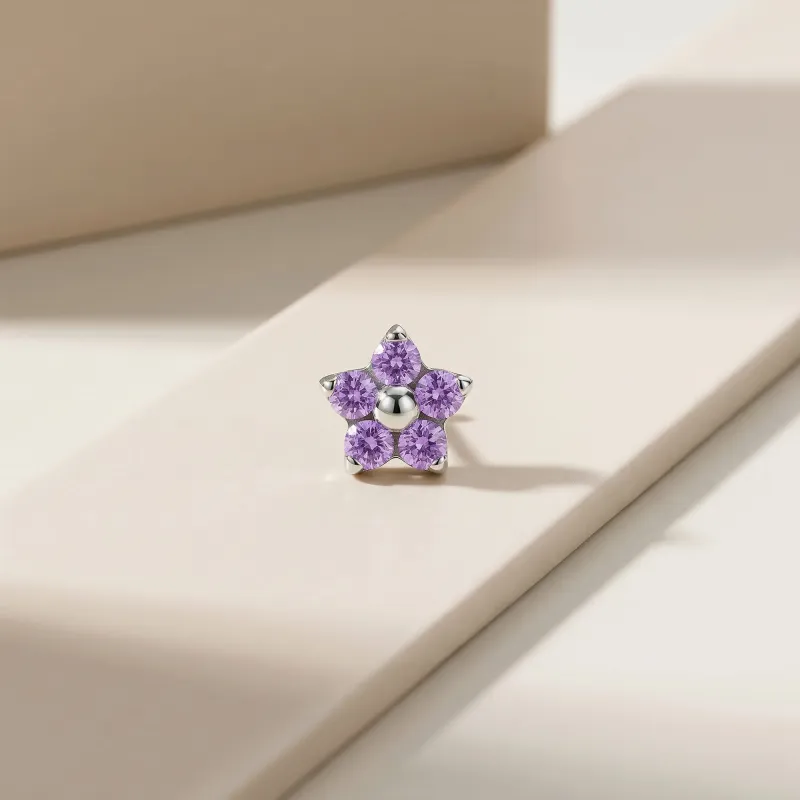 Tremun Titanium Threaded End Lori  - Amethyst CZ